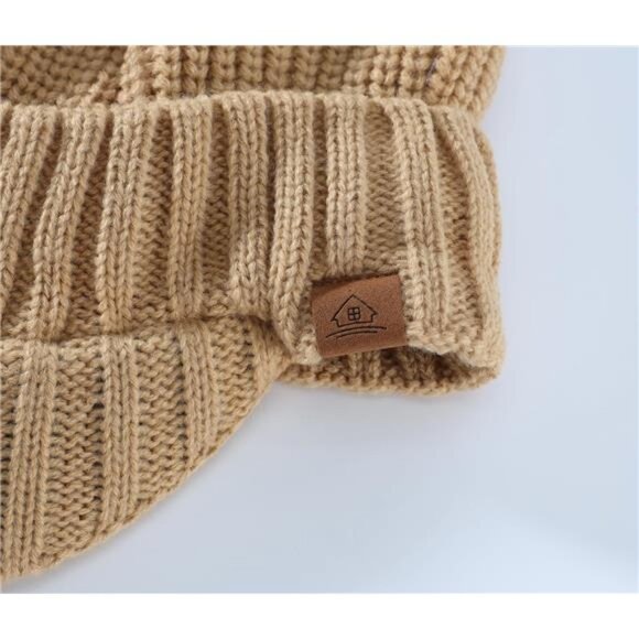 Men's Winter Hat Thick Knit Beanie Cap Beige - Picture 6 of 7